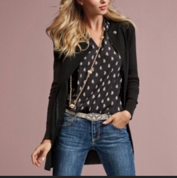 Cabi Tailor Ponte Knit Coat Jacke5 Medium Long Line Black Minimalist Staple - Picture 4 of 11